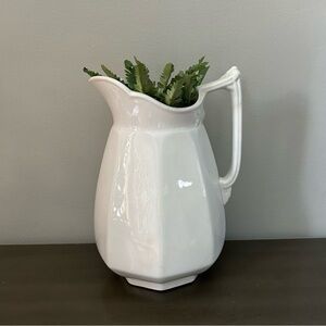Antique Late 1800s Ironstone China Large White Pitcher